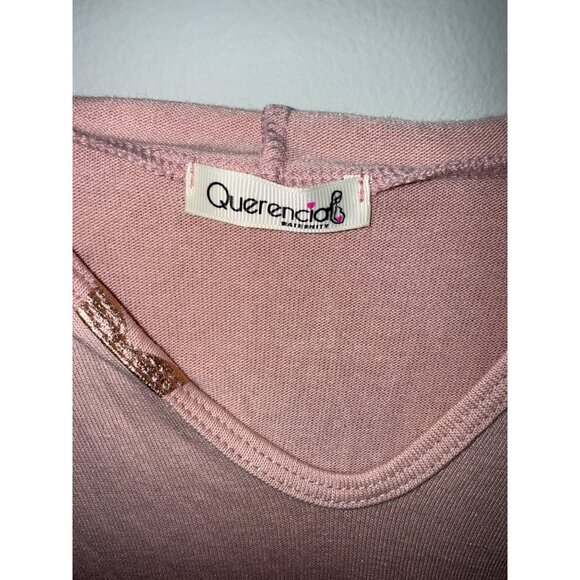 Maternity Star Print Hoodie Top Pink Metallic Accents Medium By Querenclo - Picture 6 of 8